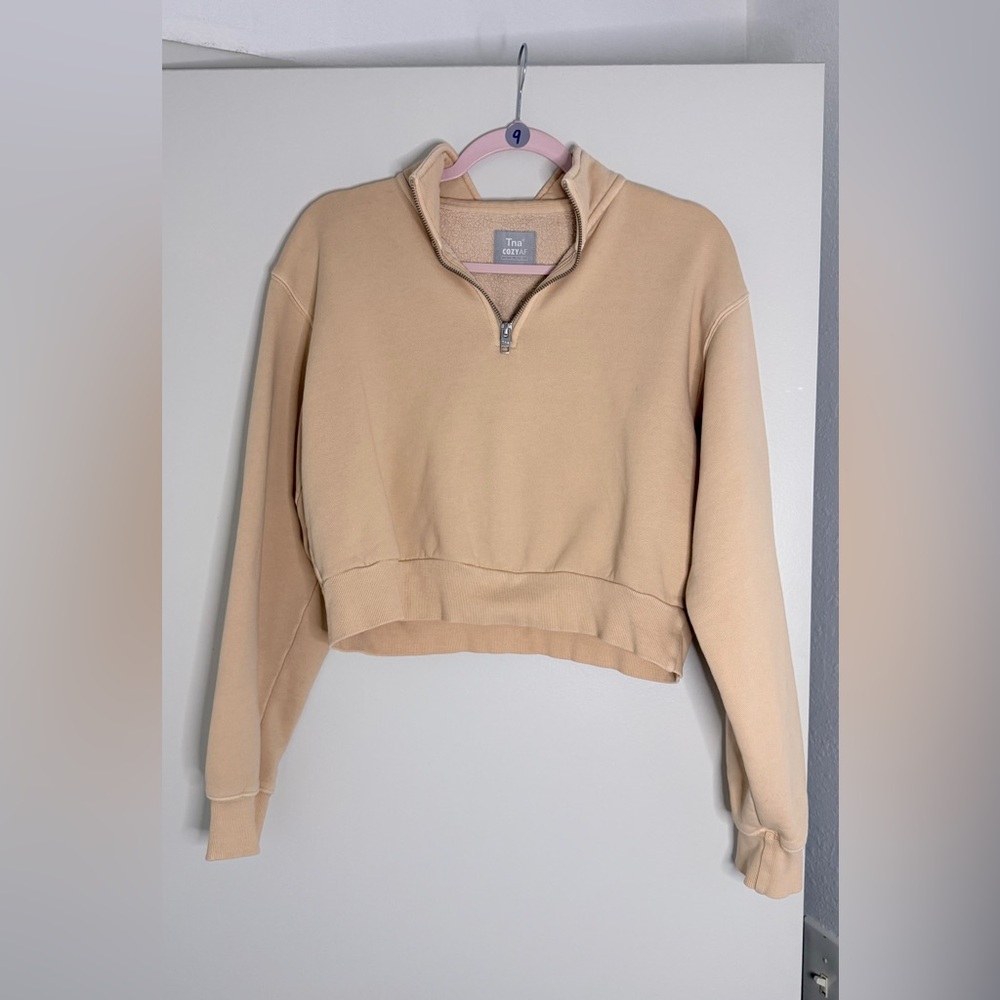 TNA Beige Quarter-Zip Sweatshirt